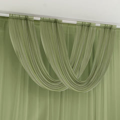 Dusty Sage Green Sheer Chiffon Valance Curtain 4ft x 5ft –  Wedding Arch Drape with Rod Pocket, Voile Backdrop Panel