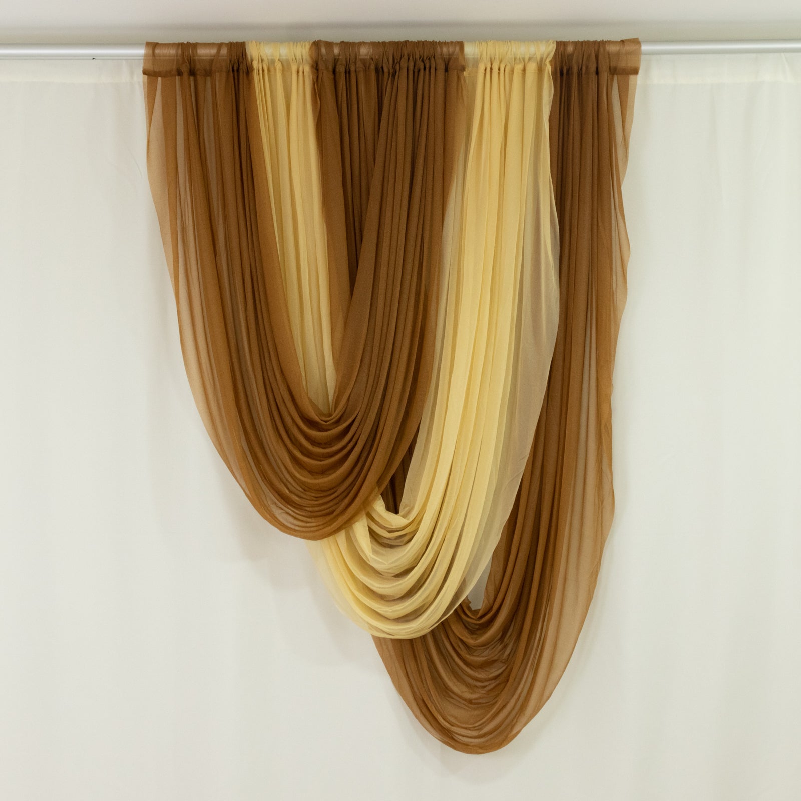 Gold Sheer Chiffon Valance Curtain 4ft x 5ft –  Wedding Arch Drape with Rod Pocket, Voile Backdrop Panel