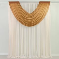Gold Sheer Chiffon Valance Curtain 4ft x 5ft –  Wedding Arch Drape with Rod Pocket, Voile Backdrop Panel