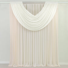 Ivory Sheer Chiffon Valance Curtain 4ft x 5ft –  Wedding Arch Drape with Rod Pocket, Voile Backdrop Panel