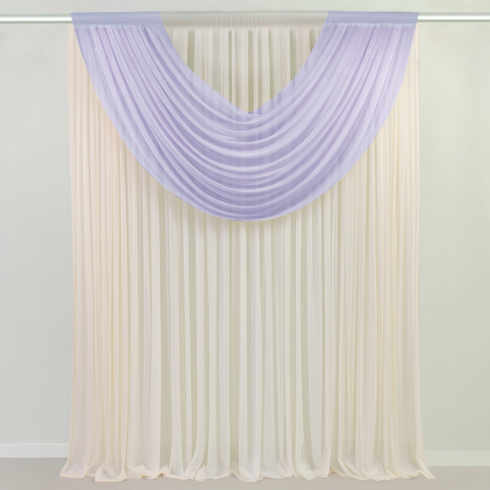 Lavender Lilac Sheer Chiffon Valance Curtain 4ft x 5ft –  Wedding Arch Drape with Rod Pocket, Voile Backdrop Panel