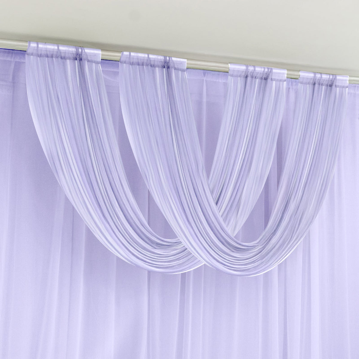 Lavender Lilac Sheer Chiffon Valance Curtain 4ft x 5ft –  Wedding Arch Drape with Rod Pocket, Voile Backdrop Panel