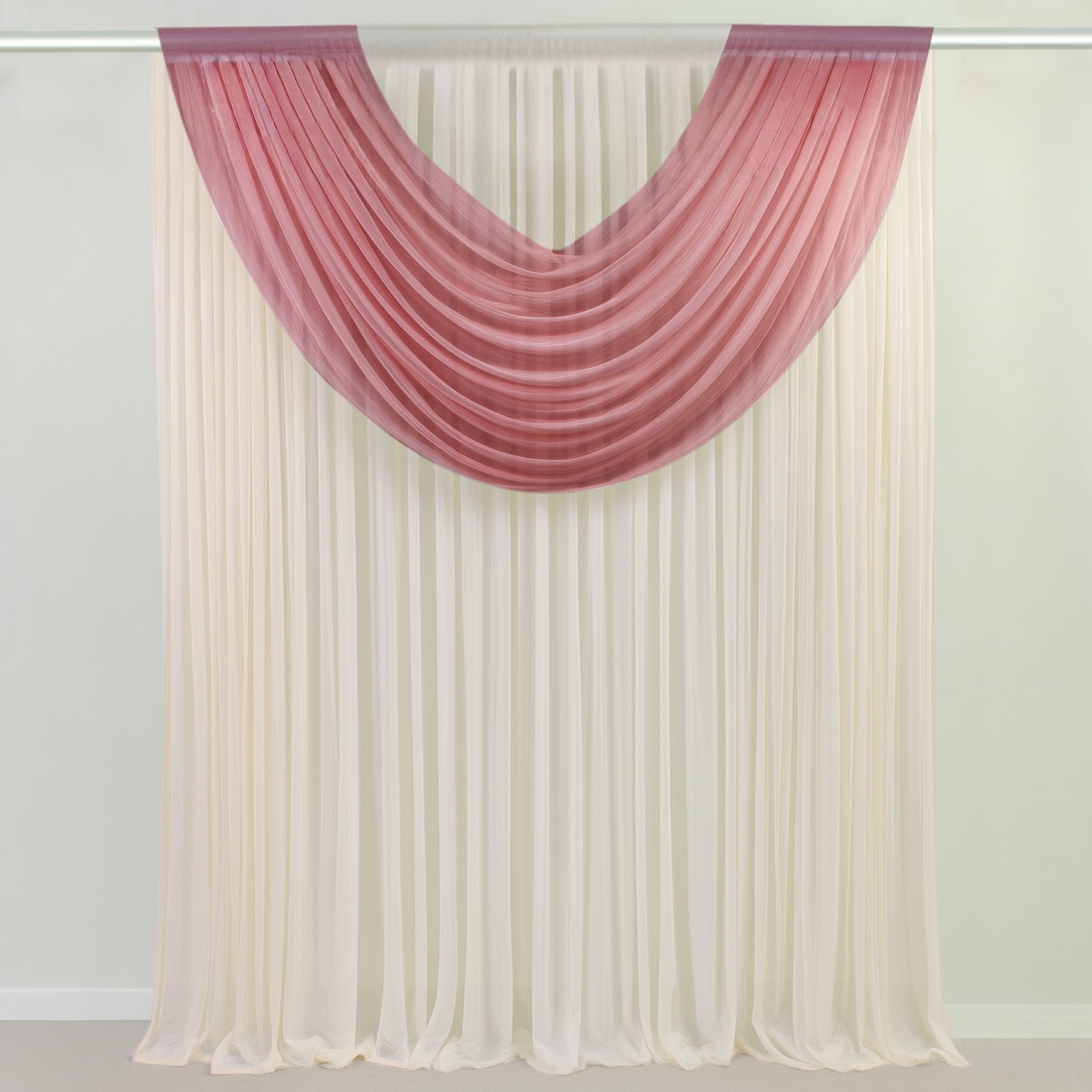 Mauve Cinnamon Rose Sheer Chiffon Valance Curtain 4ft x 5ft –  Wedding Arch Drape with Rod Pocket, Voile Backdrop Panel