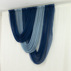 Navy Blue Sheer Chiffon Valance Curtain 4ft x 5ft –  Wedding Arch Drape with Rod Pocket, Voile Backdrop Panel