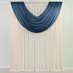 Navy Blue Sheer Chiffon Valance Curtain 4ft x 5ft –  Wedding Arch Drape with Rod Pocket, Voile Backdrop Panel