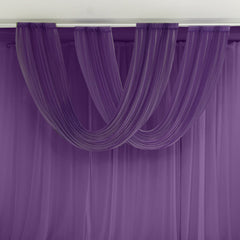 Purple Sheer Chiffon Valance Curtain 4ft x 5ft –  Wedding Arch Drape with Rod Pocket, Voile Backdrop Panel