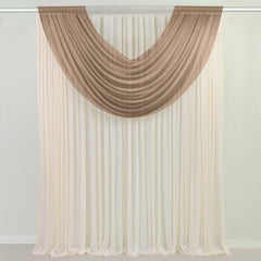 Taupe Sheer Chiffon Valance Curtain 4ft x 5ft –  Wedding Arch Drape with Rod Pocket, Voile Backdrop Panel