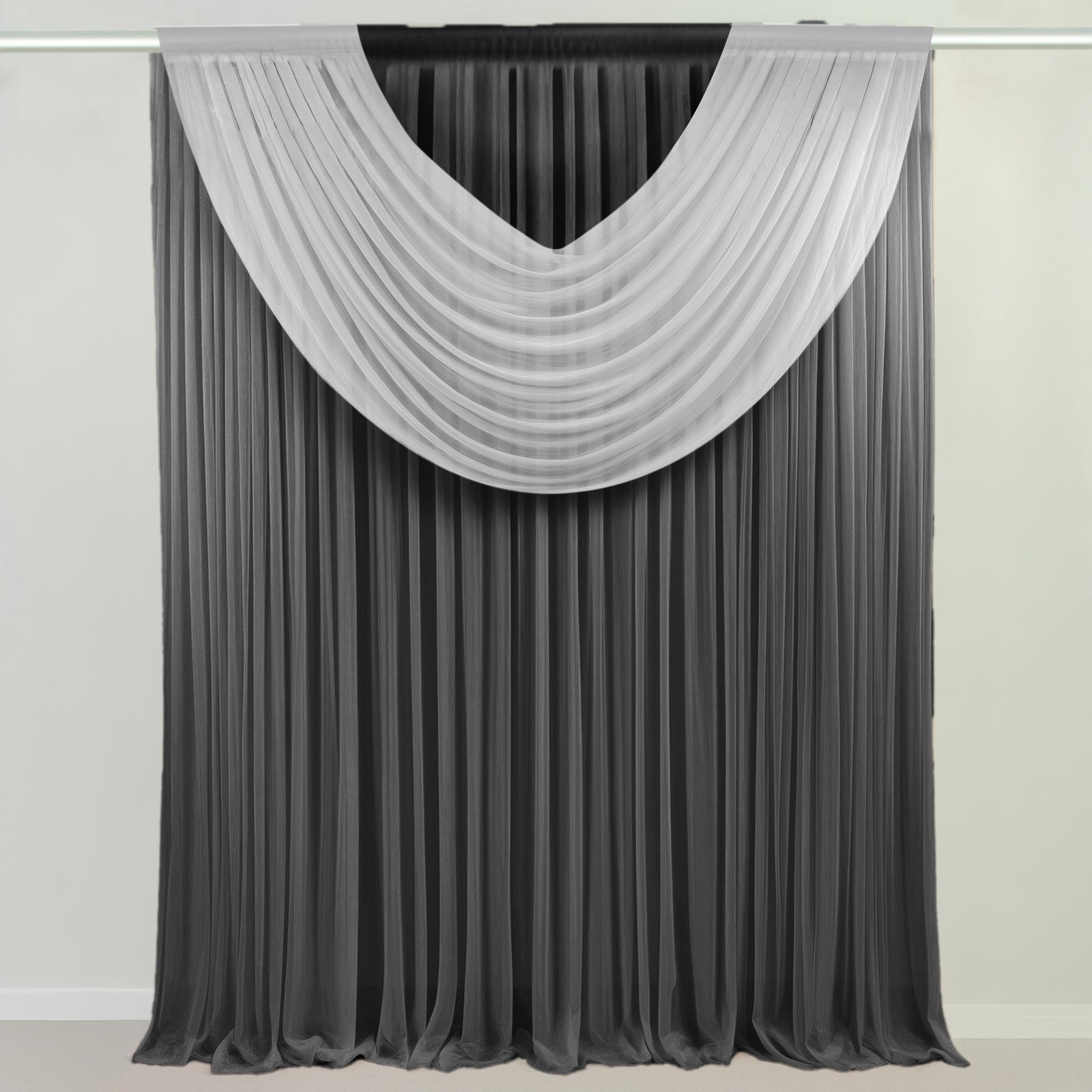 White Sheer Chiffon Valance Curtain 4ft x 5ft –  Wedding Arch Drape with Rod Pocket, Voile Backdrop Panel