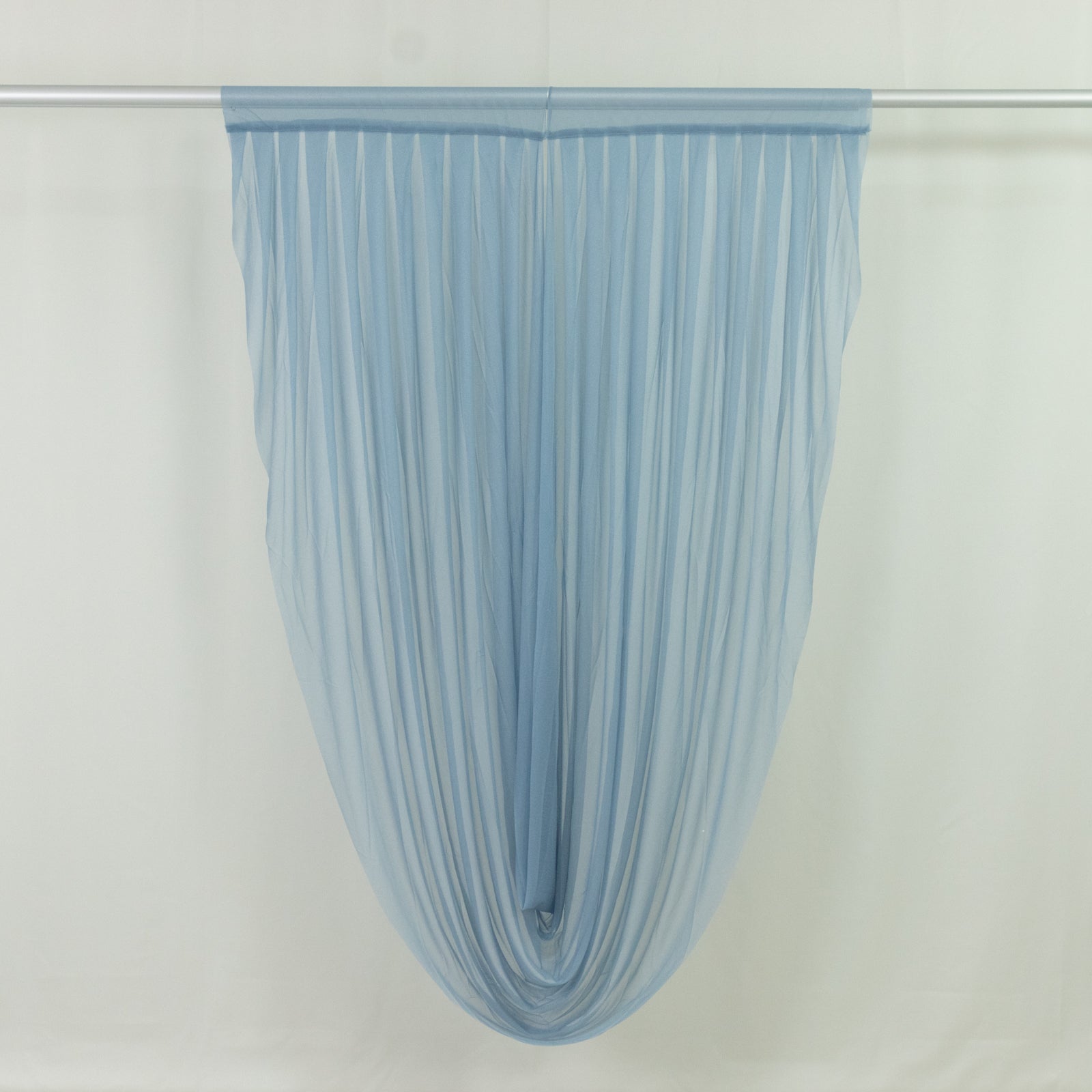 Dusty Blue Sheer Chiffon Valance Curtain 4ft x 6ft –  Wedding Arch Drape with Rod Pocket, Voile Backdrop Panel