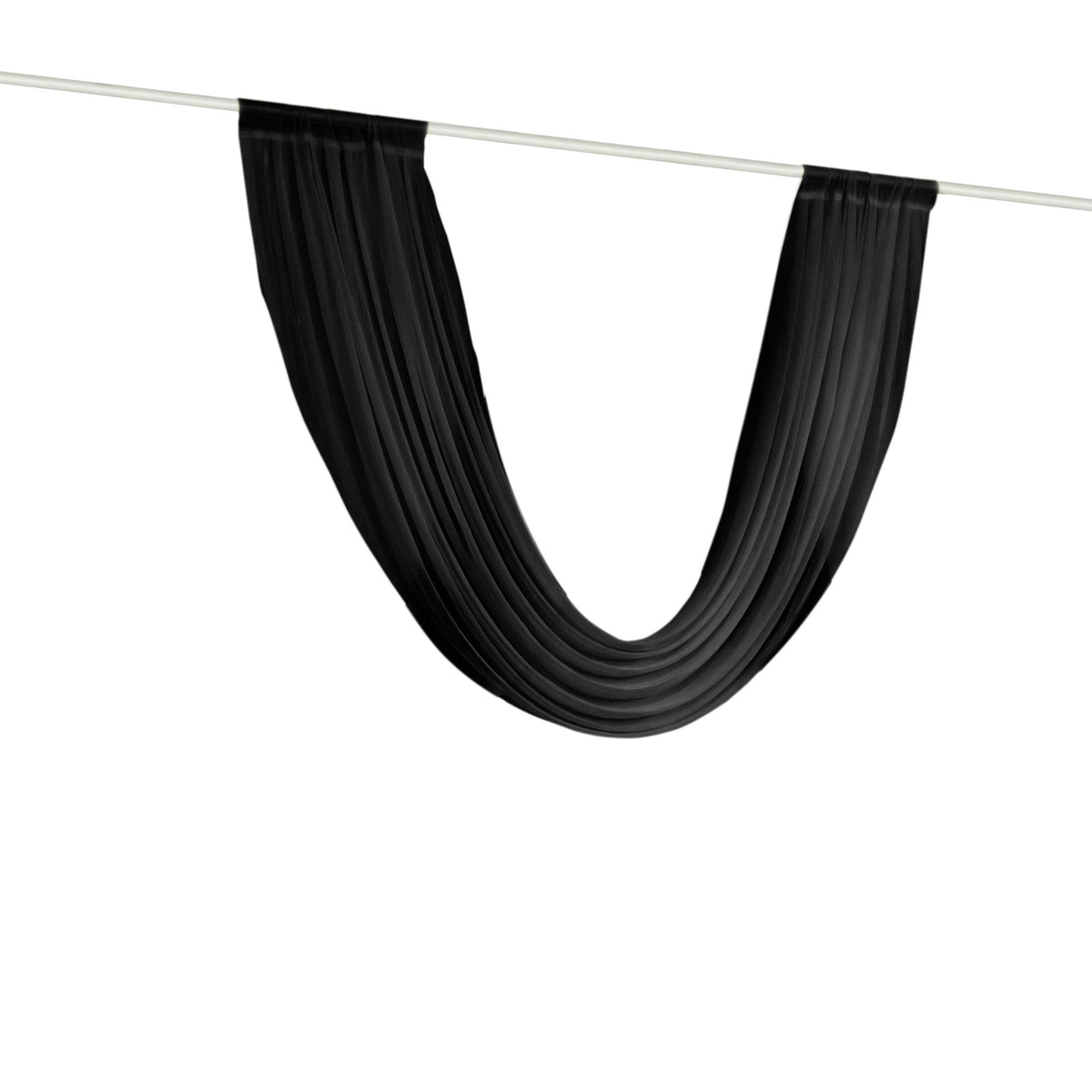 Black Sheer Chiffon Valance Curtain 4ft x 6ft –  Wedding Arch Drape with Rod Pocket, Voile Backdrop Panel