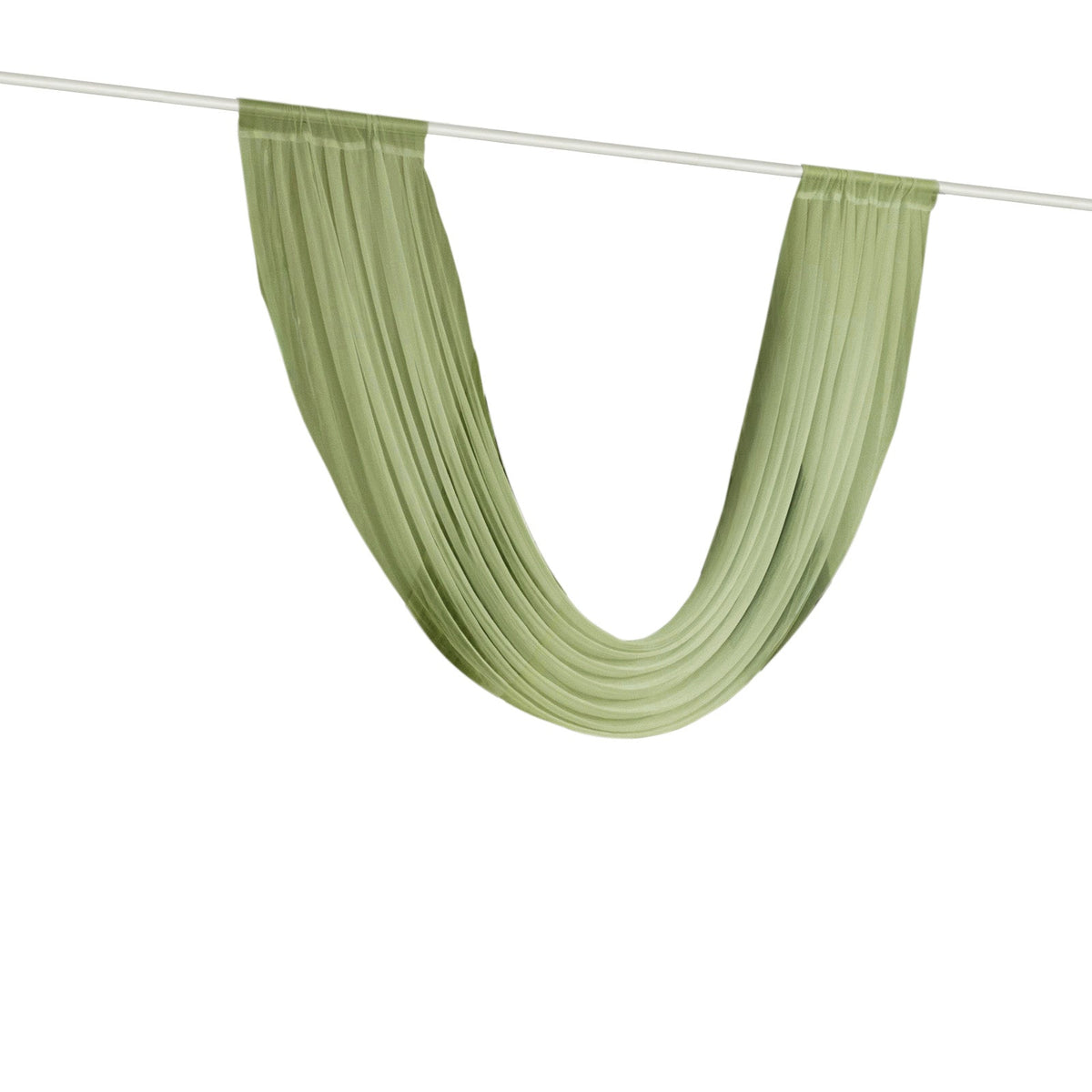 Dusty Sage Green Sheer Chiffon Valance Curtain 4ft x 6ft –  Wedding Arch Drape with Rod Pocket, Voile Backdrop Panel