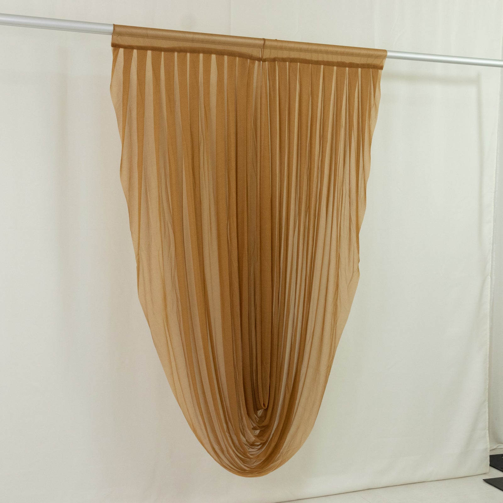 Gold Sheer Chiffon Valance Curtain 4ft x 6ft –  Wedding Arch Drape with Rod Pocket, Voile Backdrop Panel