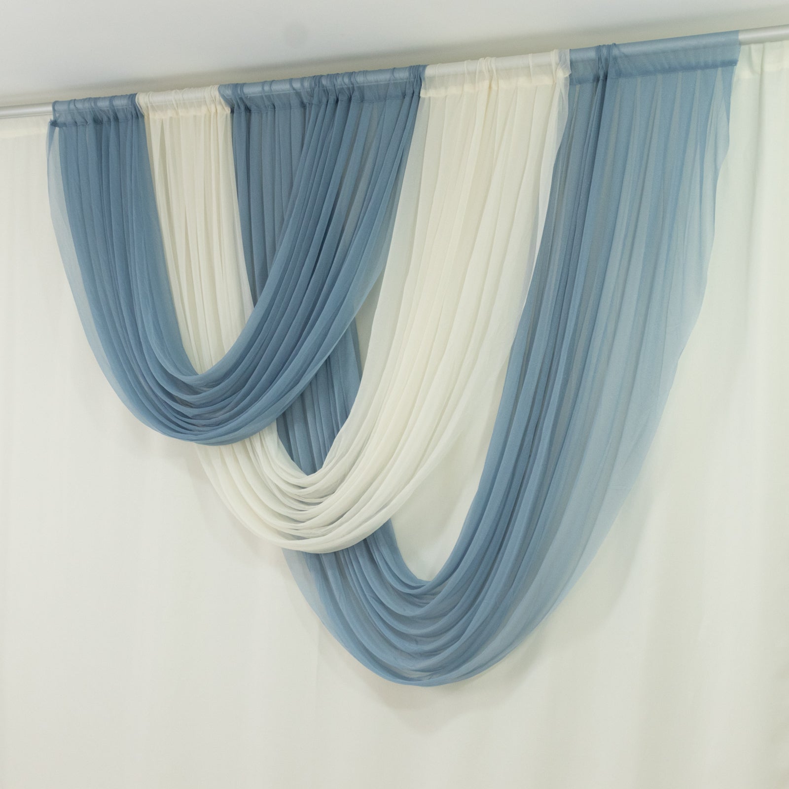 Ivory Sheer Chiffon Valance Curtain 4ft x 6ft –  Wedding Arch Drape with Rod Pocket, Voile Backdrop Panel