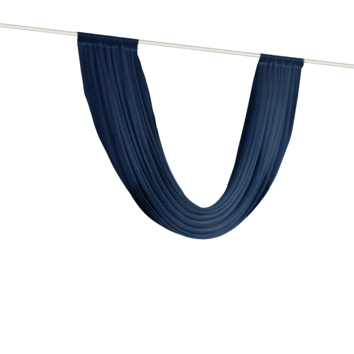 Navy Blue Sheer Chiffon Valance Curtain 4ft x 6ft –  Wedding Arch Drape with Rod Pocket, Voile Backdrop Panel