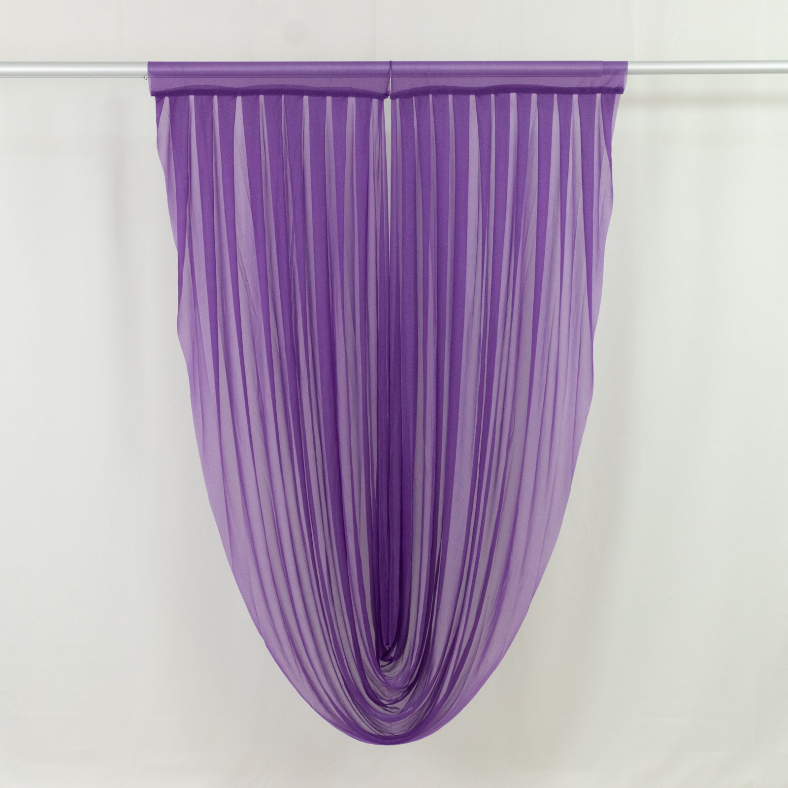 Purple Sheer Chiffon Valance Curtain 4ft x 6ft –  Wedding Arch Drape with Rod Pocket, Voile Backdrop Panel