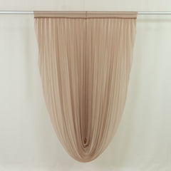 Taupe Sheer Chiffon Valance Curtain 4ft x 6ft –  Wedding Arch Drape with Rod Pocket, Voile Backdrop Panel