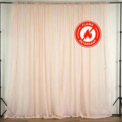 2 Pack Blush Sheer Chiffon Event Curtain Drapes, Durable Flame Resistant Organza Backdrop Event Panels With Rod Pockets - 10ftx10ft