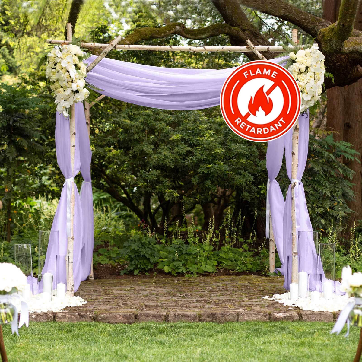 5ftx14ft Lavender Lilac Chiffon Curtain Panel, Durable Flame Resistant Backdrop Ceiling Drapery With Rod Pocket
