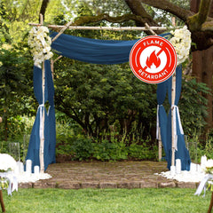 5ftx14ft Navy Blue Chiffon Curtain Panel, Durable Flame Resistant Backdrop Ceiling Drapery With Rod Pocket