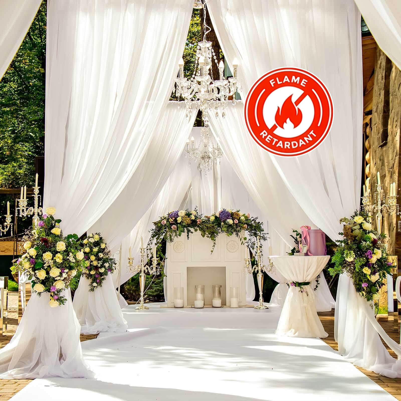 10ftx20ft Ivory Sheer Durable Flame Resistant Ceiling Drape Curtain Panels