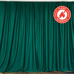 2 Pack Hunter Emerald Green Scuba Polyester Event Curtain Drapes, Durable Flame Resistant Backdrop Event Panels Wrinkle Free with Rod Pockets - 10ftx10ft