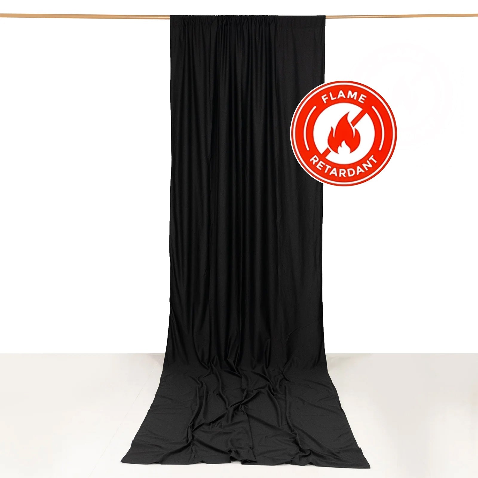 Black Scuba Polyester Event Curtain Drapes, Durable Flame Resistant Backdrop Event Panel Wrinkle Free with Rod Pockets - 5ftx14ft