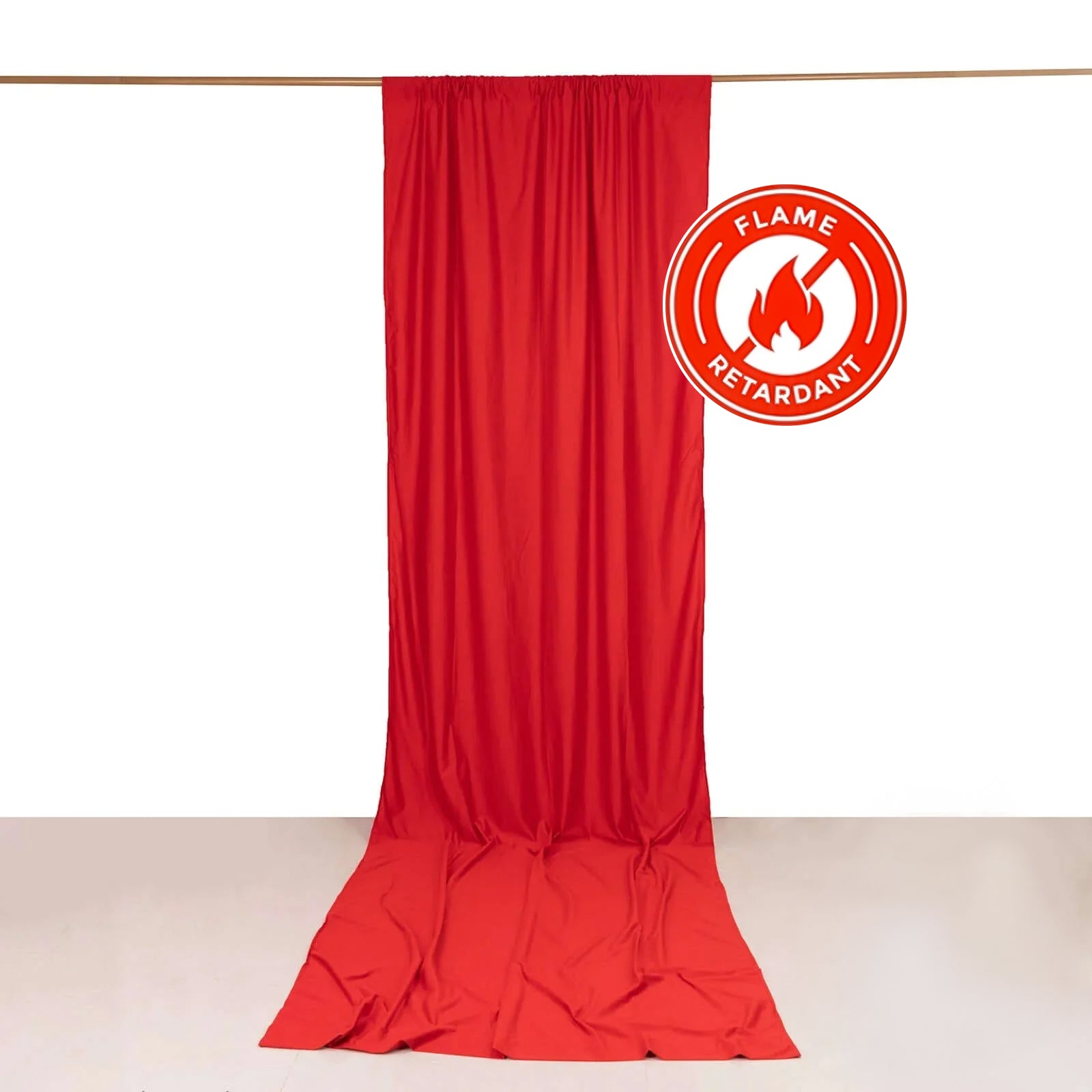Red Scuba Polyester Event Curtain Drapes, Durable Flame Resistant Backdrop Event Panel Wrinkle Free with Rod Pockets - 5ftx14ft
