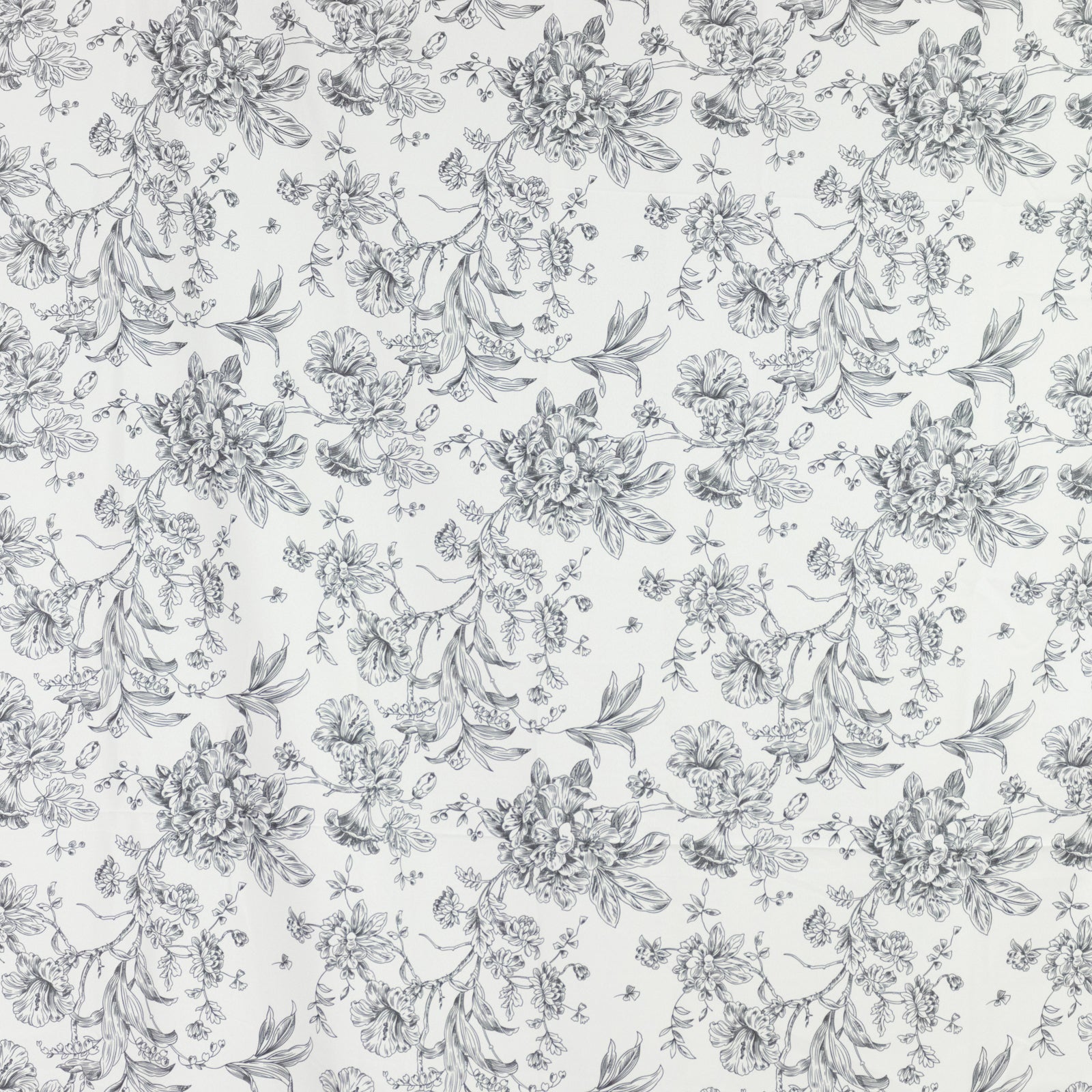 French Toile Polyester Backdrop Curtain – Black Floral 5ft x 10ft Rod Pocket Drape Panel