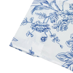 French Toile Polyester Backdrop Curtain – Blue Floral 5ft x 10ft Rod Pocket Drape Panel