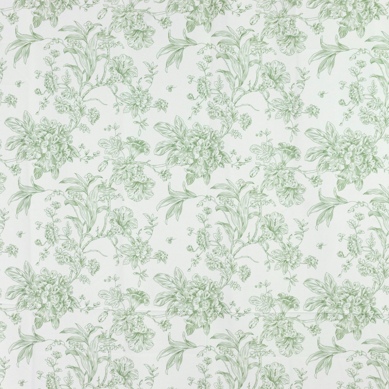 French Toile Polyester Backdrop Curtain – Dusty Sage Green Floral 5ft x 10ft Rod Pocket Drape Panel