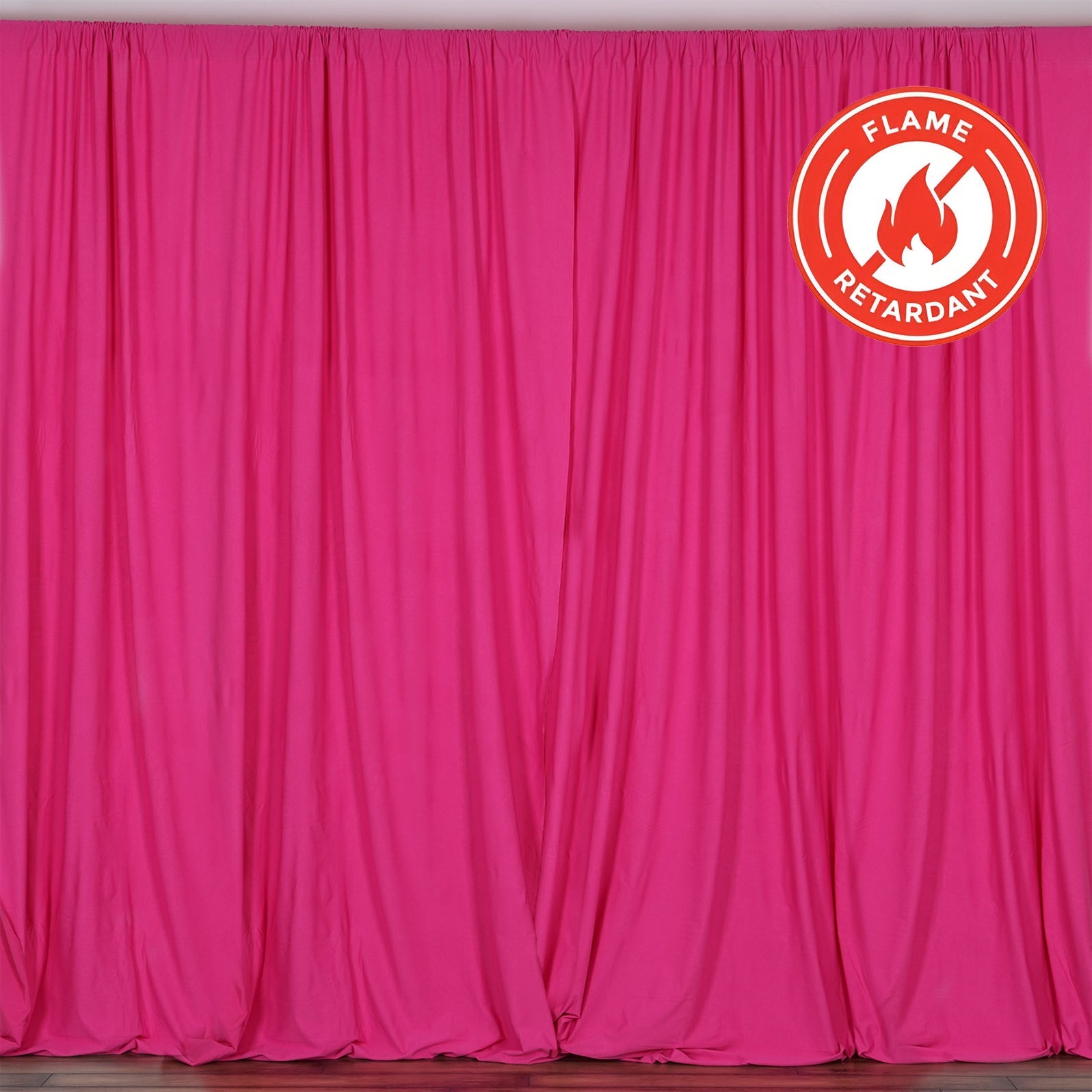 2 Pack Fuchsia Scuba Polyester Event Curtain Drapes, Durable Flame Resistant Backdrop Event Panels Wrinkle Free with Rod Pockets - 10ftx10ft
