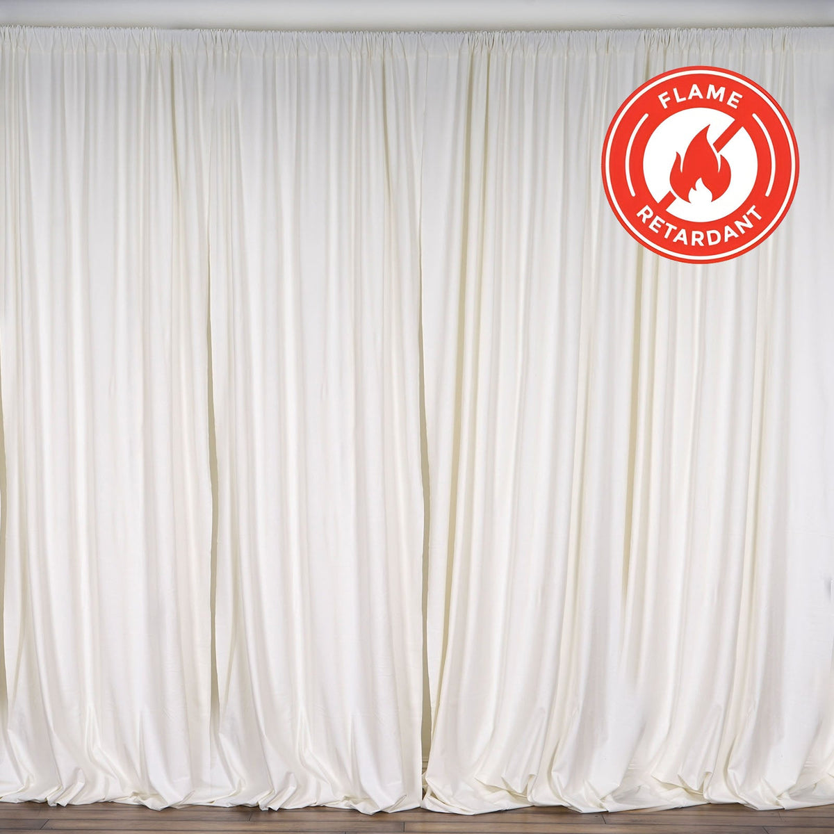 2 Pack Ivory Scuba Polyester Event Curtain Drapes, Durable Flame Resistant Backdrop Event Panels Wrinkle Free with Rod Pockets - 10ftx10ft