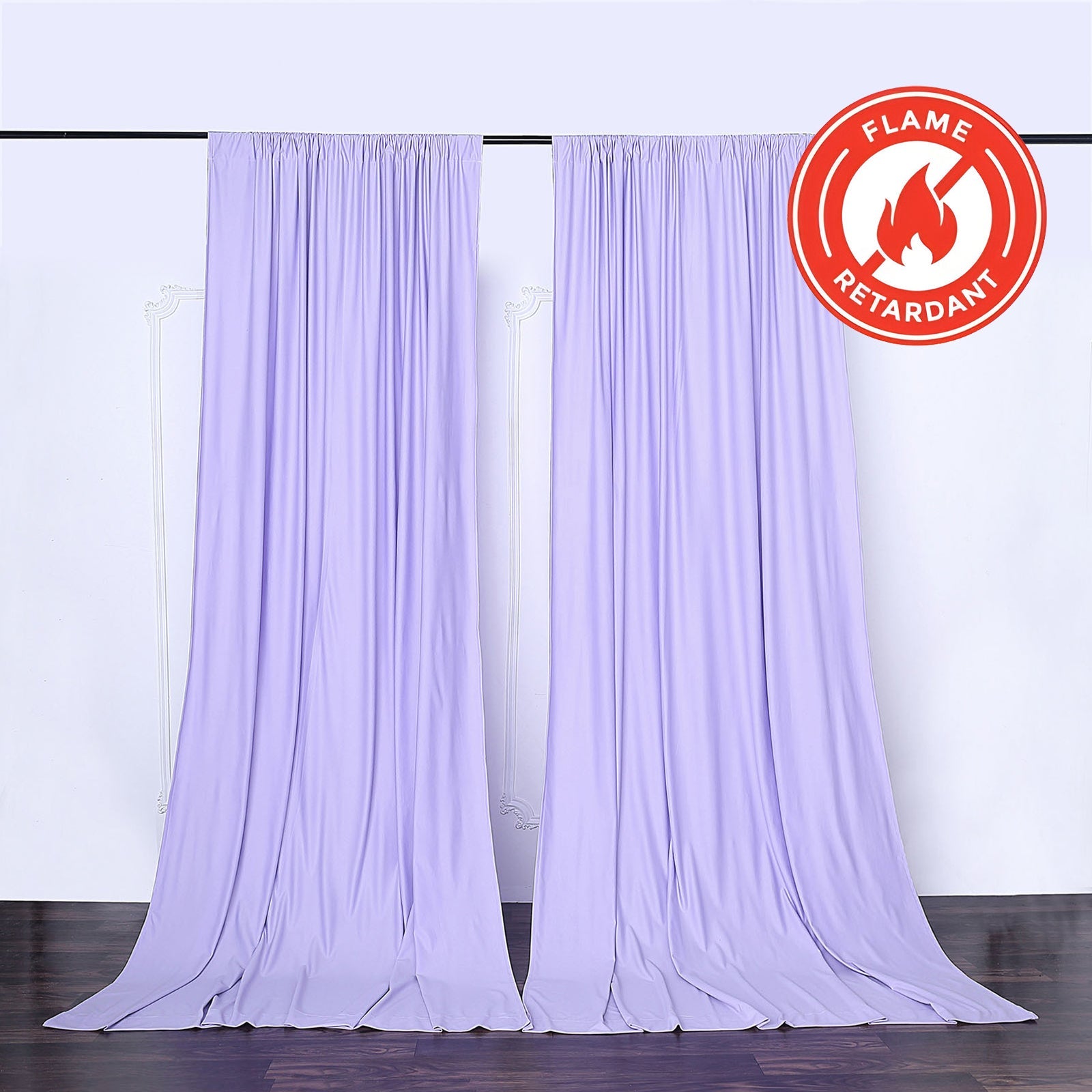 2 Pack Lavender Lilac Scuba Polyester Event Curtain Drapes, Durable Flame Resistant Backdrop Event Panels Wrinkle Free with Rod Pockets - 10ftx10ft