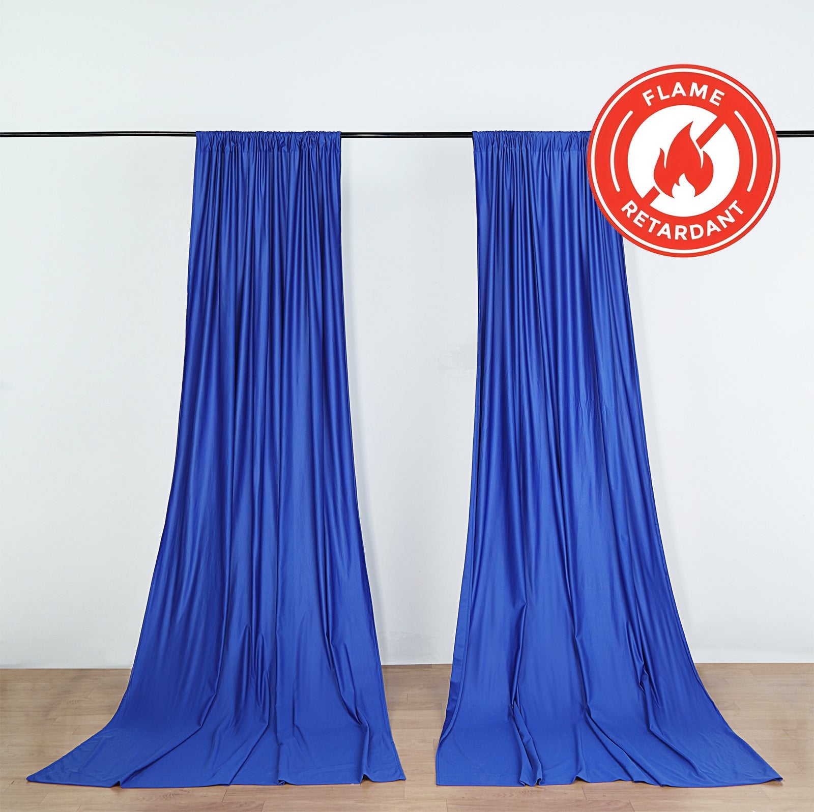 2 Pack Royal Blue Scuba Polyester Event Curtain Drapes, Durable Flame Resistant Backdrop Event Panels Wrinkle Free with Rod Pockets - 10ftx10ft