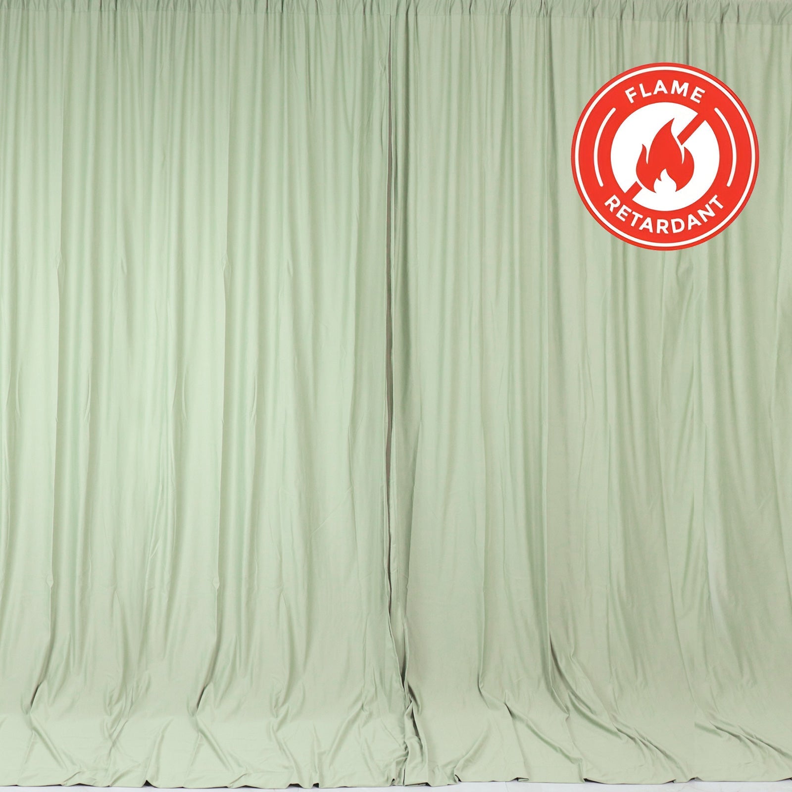 2 Pack Sage Green Scuba Polyester Event Curtain Drapes, Durable Flame Resistant Backdrop Event Panels Wrinkle Free with Rod Pockets - 10ftx10ft