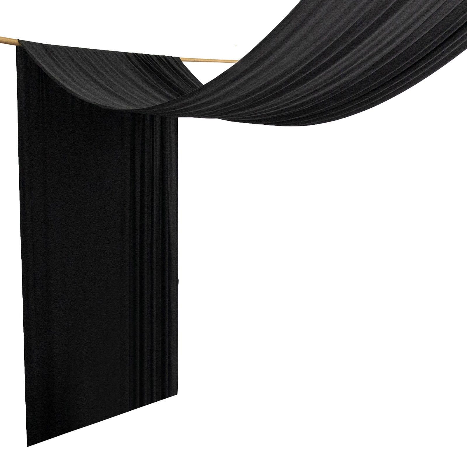 Black Spandex Ceiling Drape Panel, 5ft x 32ft — Wrinkle-Free 4-Way Stretch Fabric, Extra-Long Curtain for Event Ceiling or Backdrop Décor