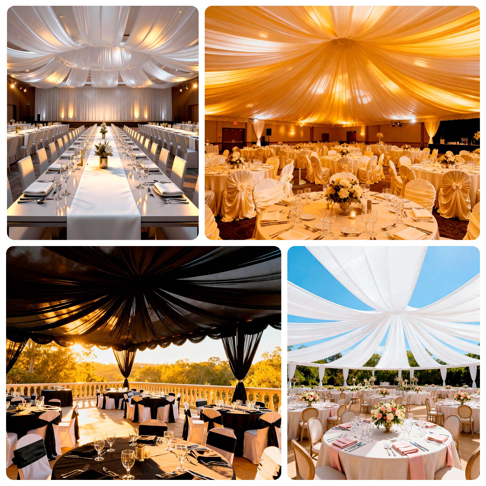 Black Spandex Ceiling Drape Panel, 5ft x 32ft — Wrinkle-Free 4-Way Stretch Fabric, Extra-Long Curtain for Event Ceiling or Backdrop Décor