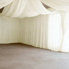 Ivory Spandex Ceiling Drape Panel, 5ft x 32ft — Wrinkle-Free 4-Way Stretch Fabric, Extra-Long Curtain for Event Ceiling or Backdrop Décor