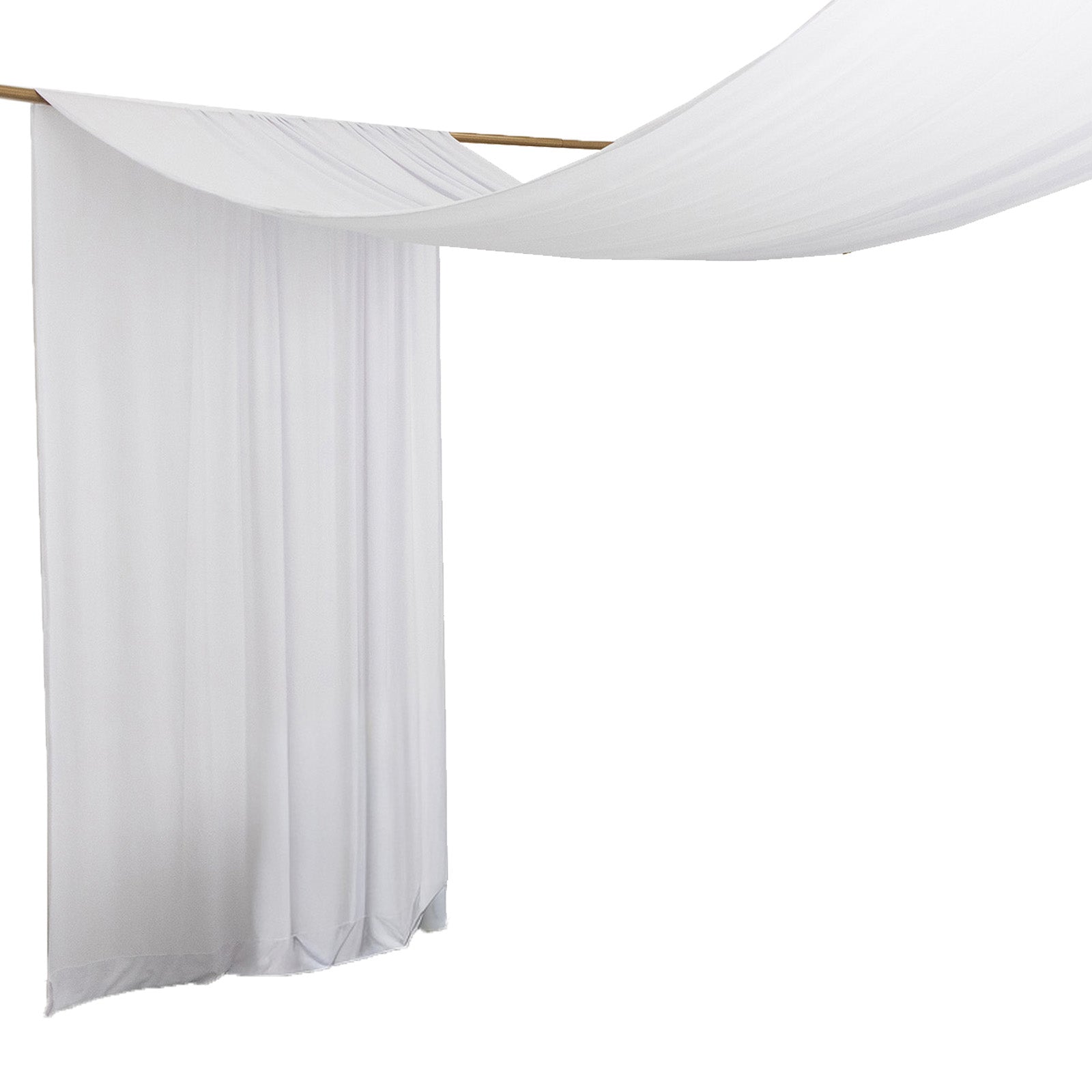 White Spandex Ceiling Drape Panel, 5ft x 32ft — Wrinkle-Free 4-Way Stretch Fabric, Extra-Long Curtain for Event Ceiling or Backdrop Décor