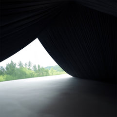 Black Stretch Spandex Tent Ceiling Drape – 25ft x 36ft 180GSM Wrinkle-Free Fabric Ceiling Liner with Pole Pockets, Premium