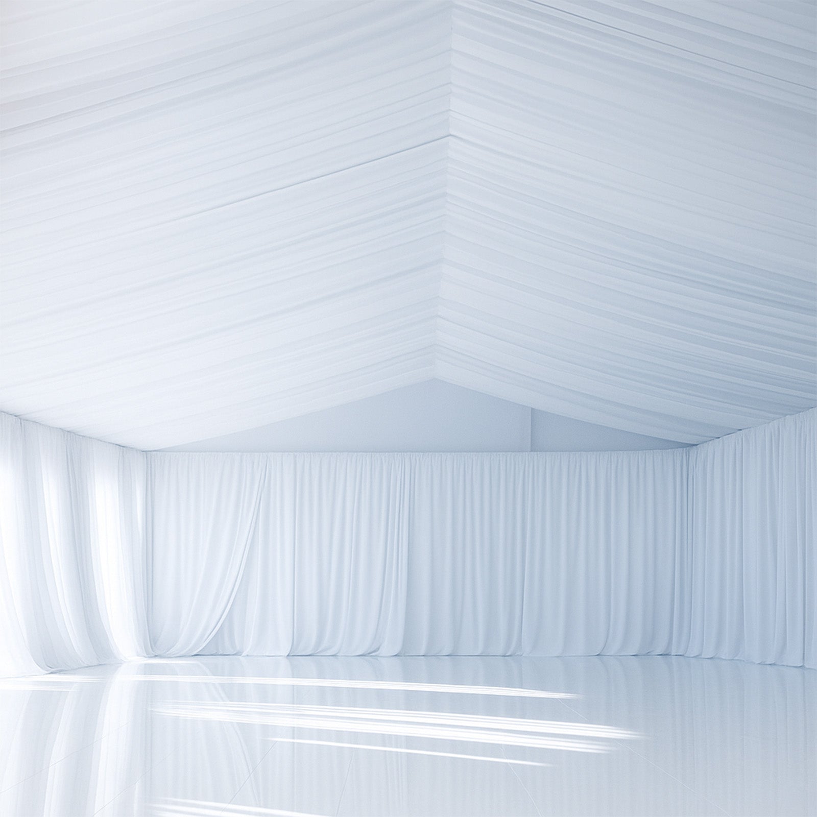 White Stretch Spandex Tent Ceiling Drape – 25ft x 36ft 180GSM Wrinkle-Free Fabric Ceiling Liner with Pole Pockets, Premium