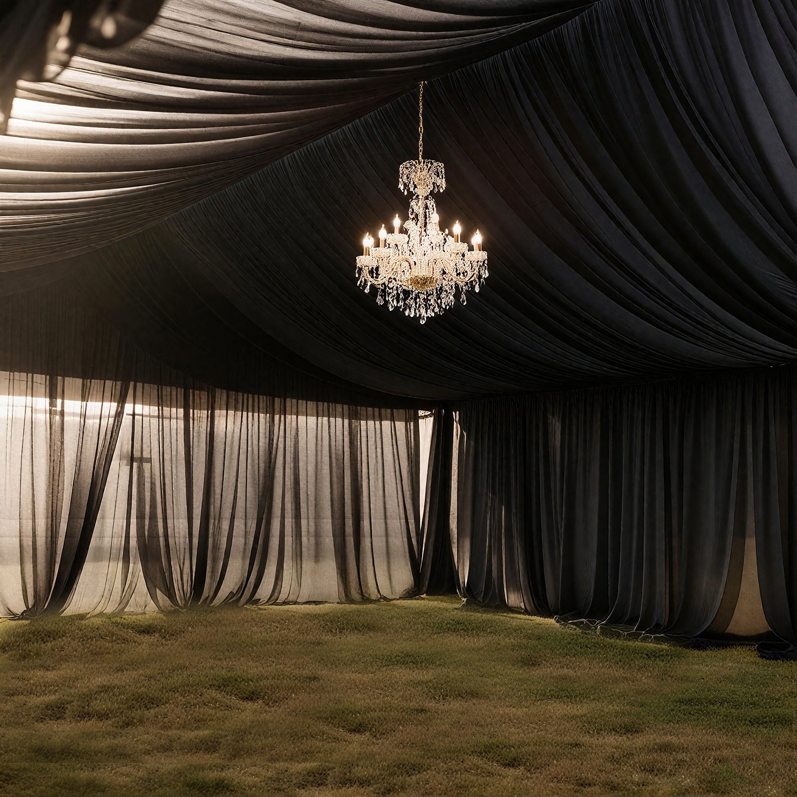 Black Stretch Spandex Tent Ceiling Drape – 25ft x 36ft 100GSM Wrinkle-Free Fabric Ceiling Liner with Pole Pockets, Standard