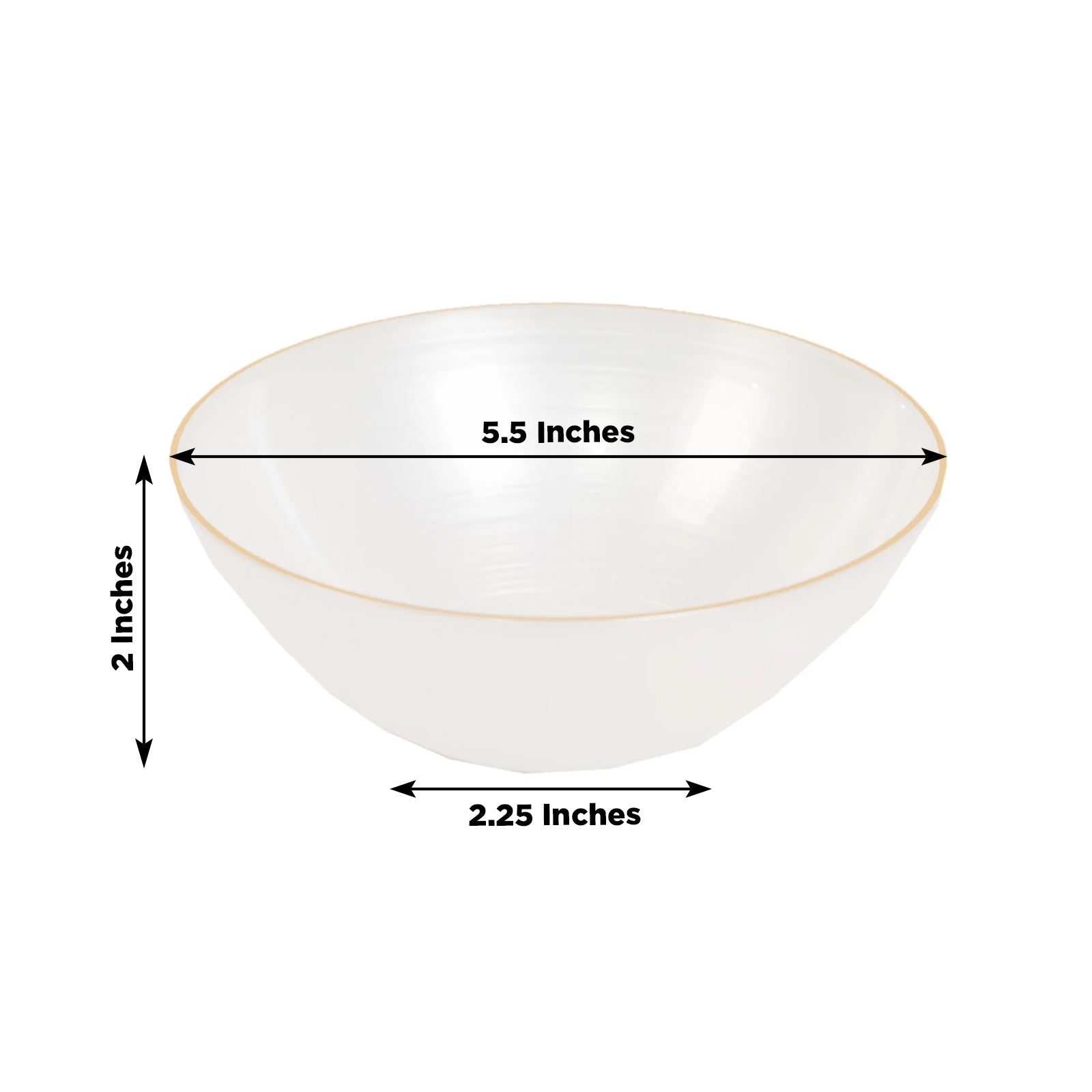 20-Pack 16oz Plastic Bowls – Transparent Pearl White with Gold Rim, Elegant Crystal-Like Swirl Disposable Bowls