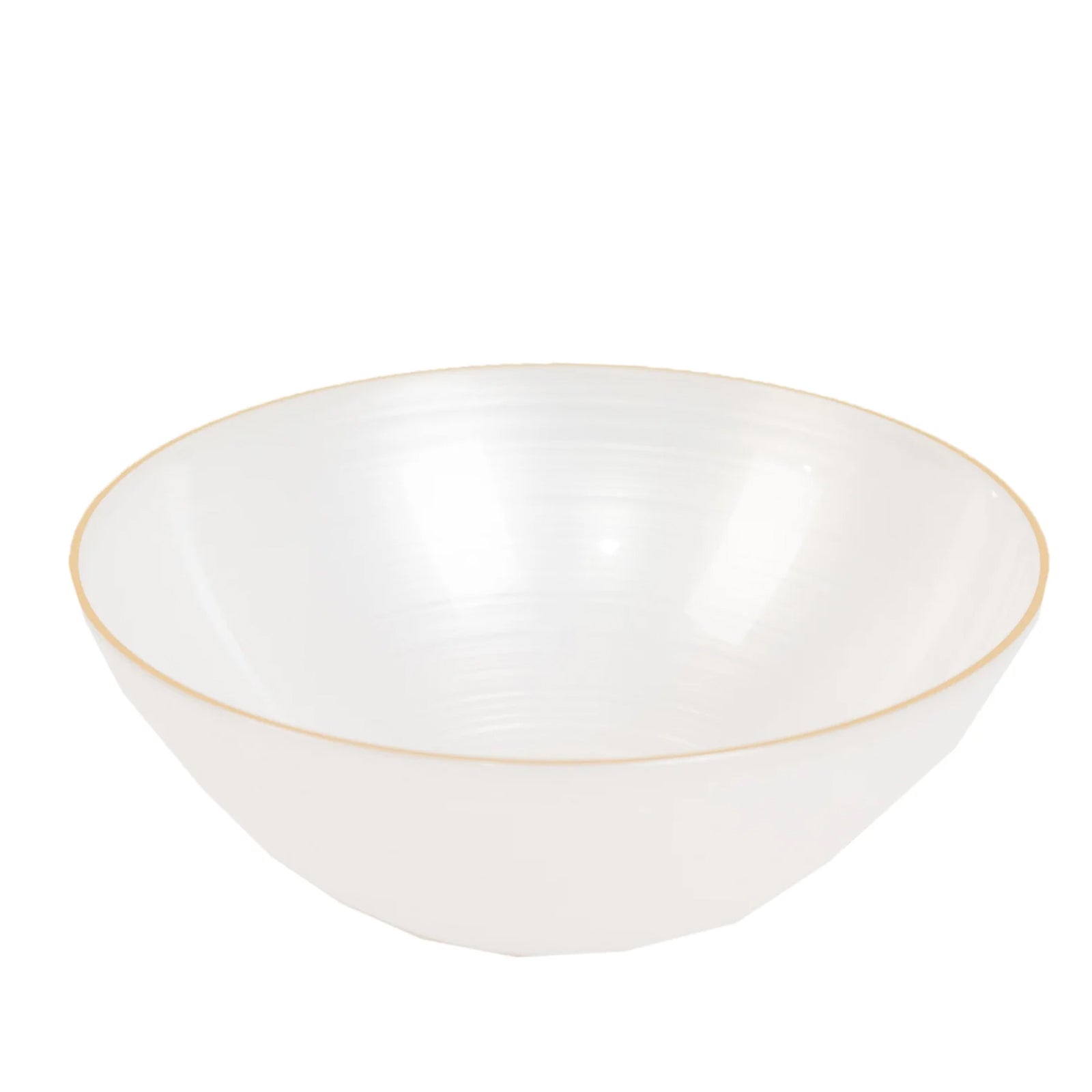 20-Pack 16oz Plastic Bowls – Transparent Pearl White with Gold Rim, Elegant Crystal-Like Swirl Disposable Bowls