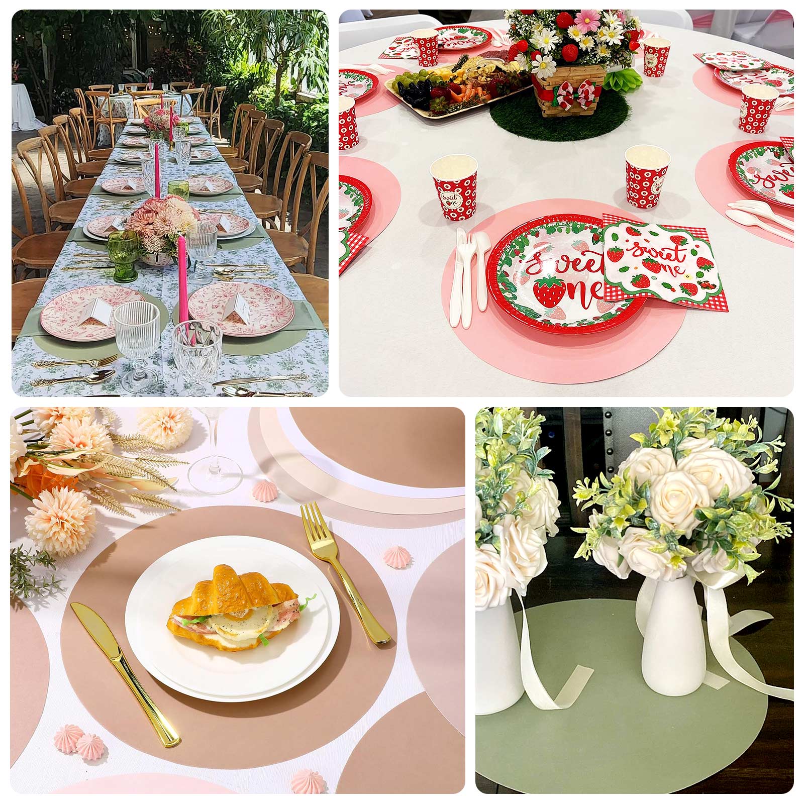 50 Pack 13" Round Disposable Paper Placemats – Pearl White Cardboard Dining Table Mats, 120 GSM