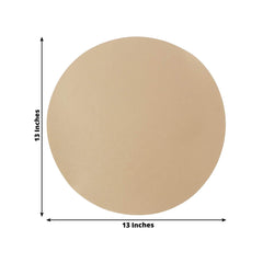 50 Pack 13" Round Disposable Paper Placemats – Taupe Cardboard Dining Table Mats, 120 GSM