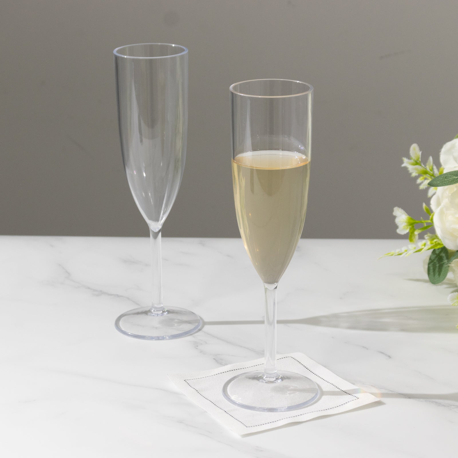 Shatterproof Champagne Flutes – 12 Reusable 6oz Clear Plastic Toasting Glasses for Celebrations & Special Occasions
