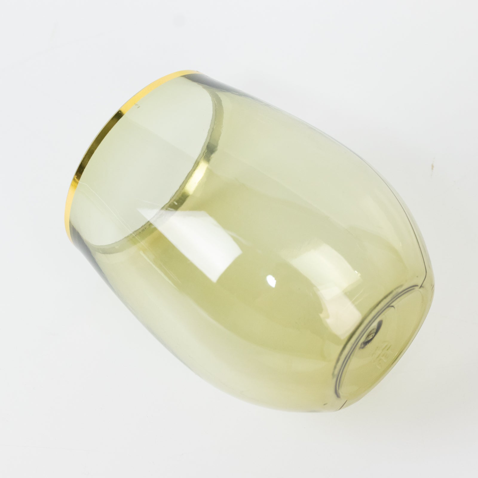 12-Pack Plastic Wine Tumblers Transparent Dusty Sage Green with Gold Rim - Reusable Drinkware 12oz