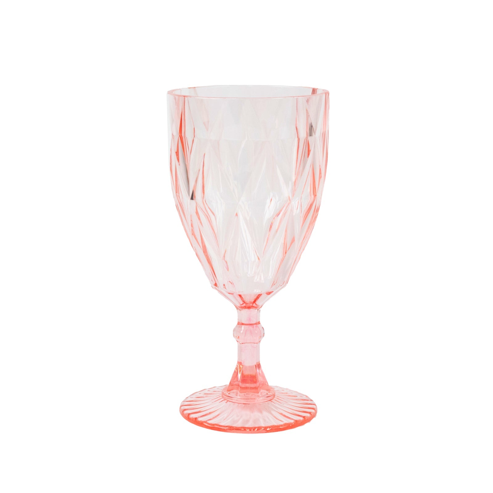 12 Pack Vintage Diamond Cut Plastic Goblets – Blush 11oz Reusable Wine & Beverage Glasses