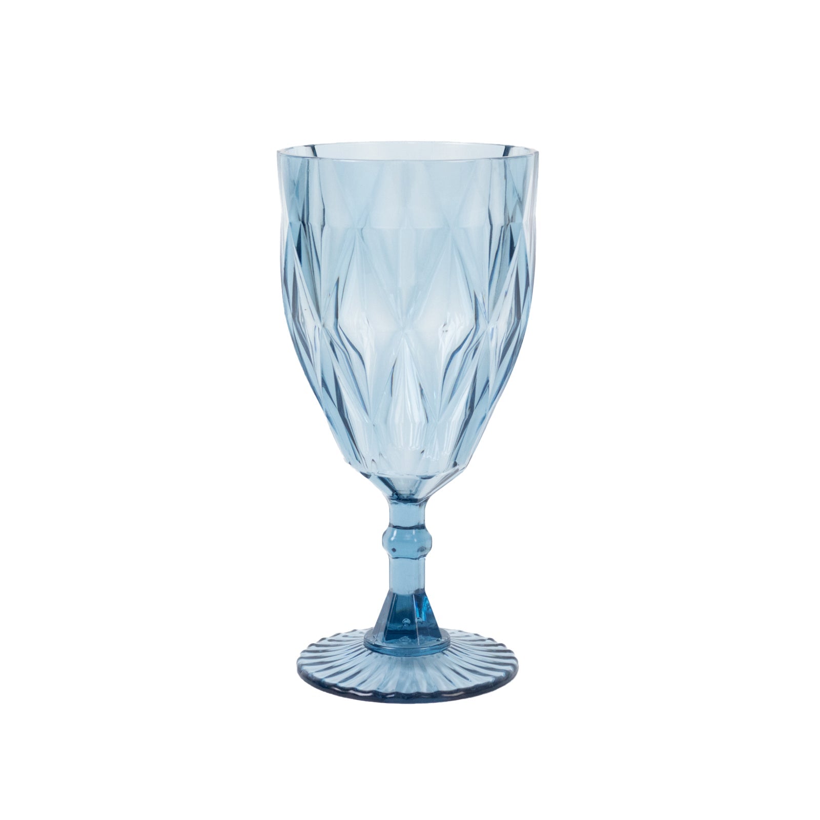 12 Pack Vintage Diamond Cut Plastic Goblets – Dusty Blue 11oz Reusable Wine & Beverage Glasses